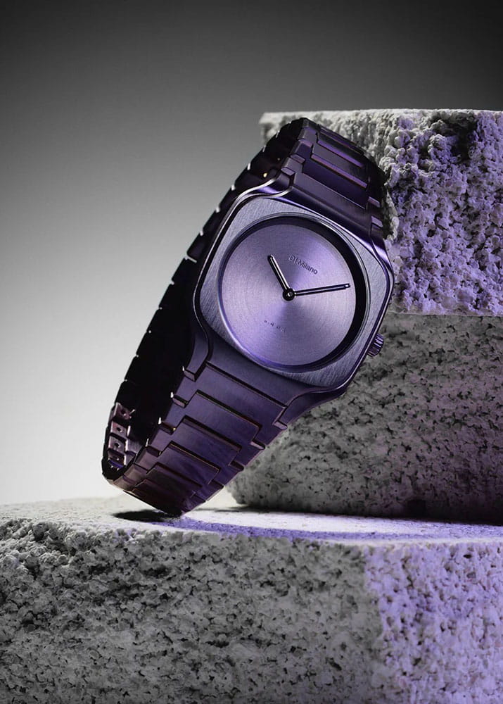 D1 Milano D1 Milano Square Disco Purple SQBL02,  италия женские часы на браслете нержавеющая сталь с pvd-покрытием боковой вид
