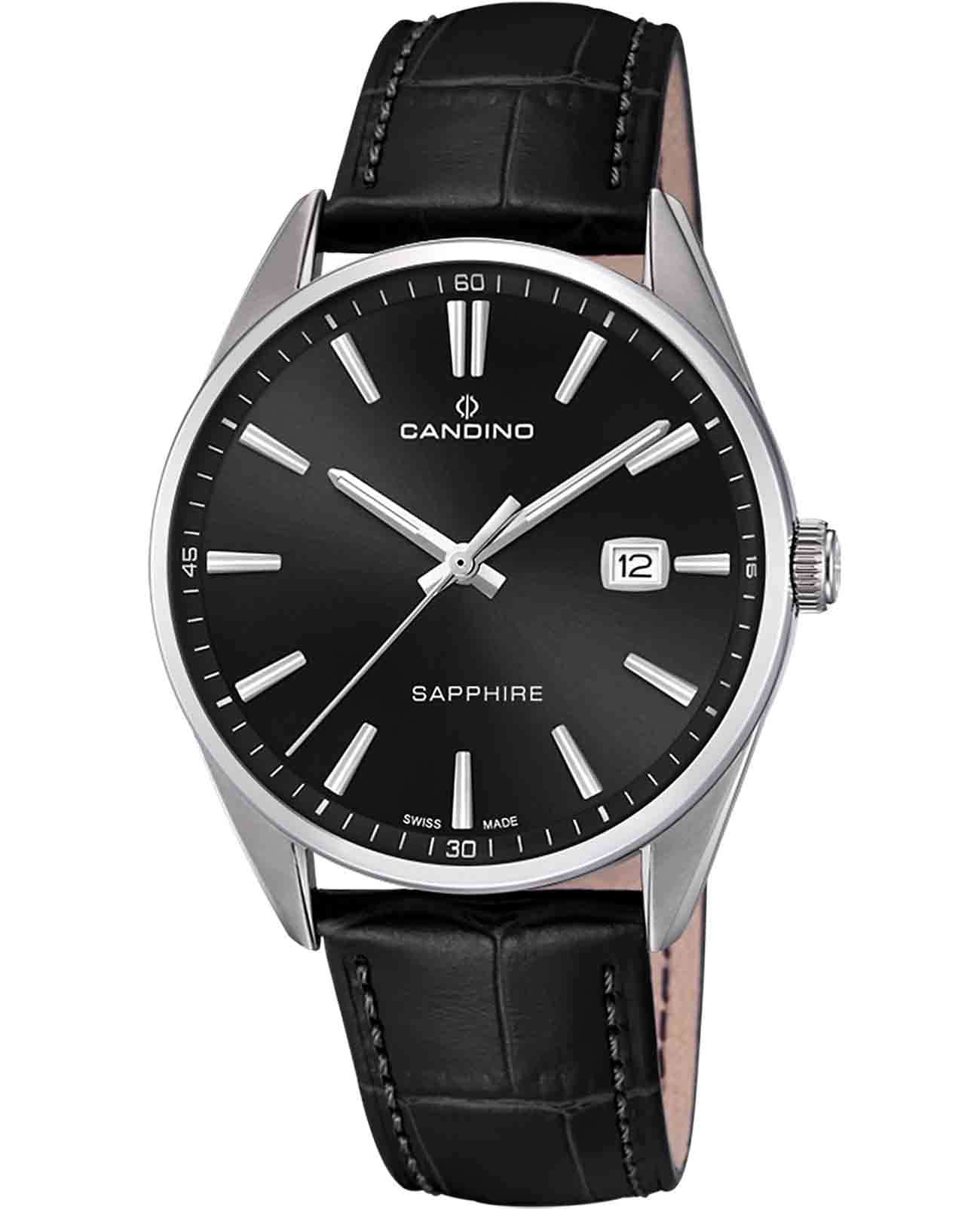 Candino Candino Couple C4622/D  C4622/D кварцевые мужские часы черный циферблат, браслет кожаный — вид спереди