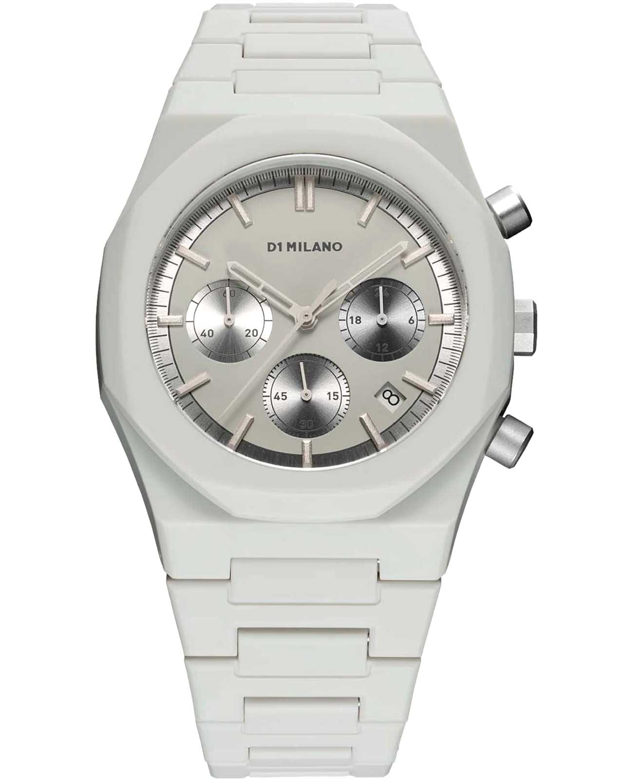 D1 Milano D1 Milano Polychrono PHBJ08  PHBJ08 кварцевые мужские часы серый циферблат, браслет пластик — вид спереди