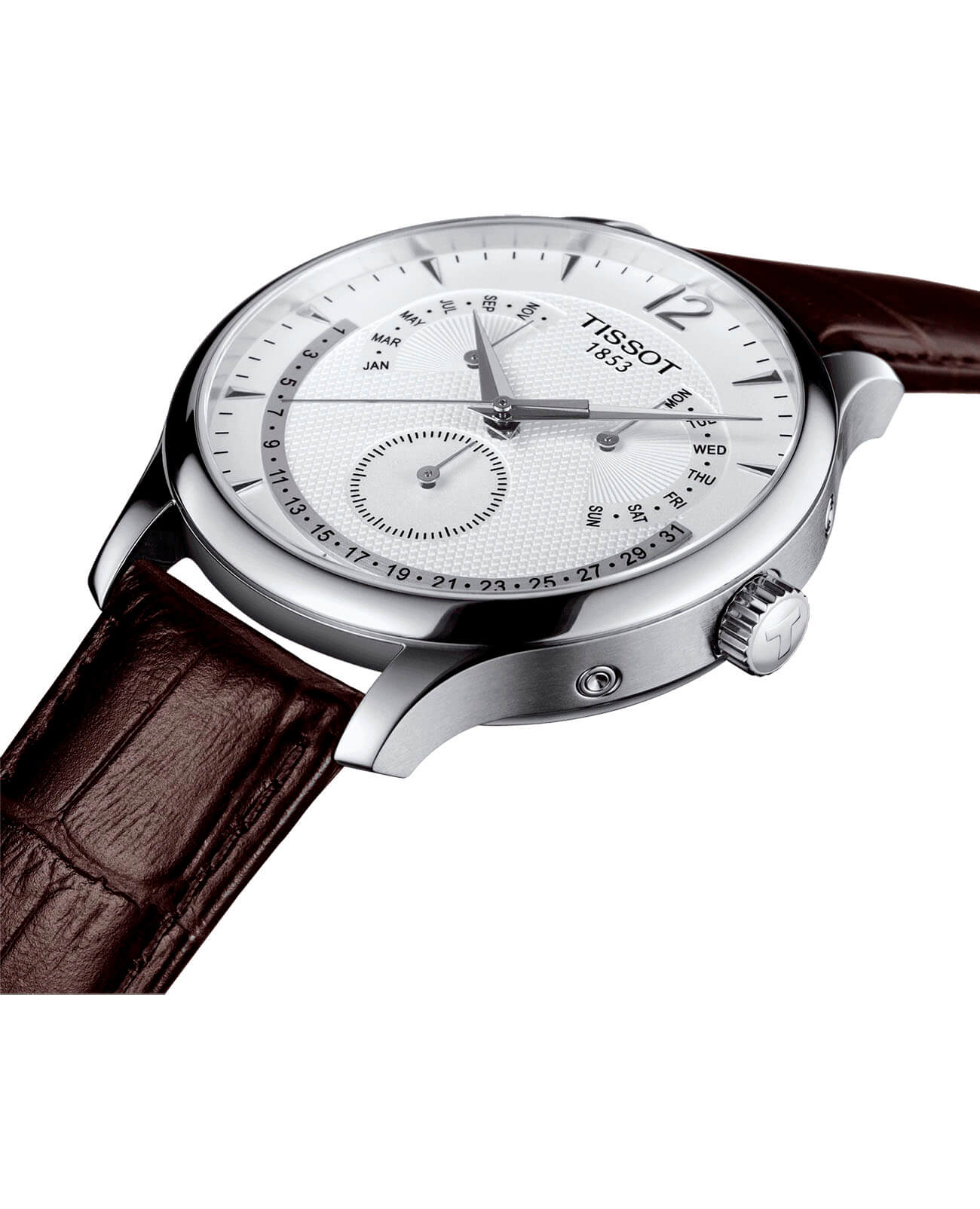 Оригинальные часы Tissot Tissot Tradition Perpetual Calendar T063.637.16.037.00 кварцевые калибр механизма eta g15.561 общий вид