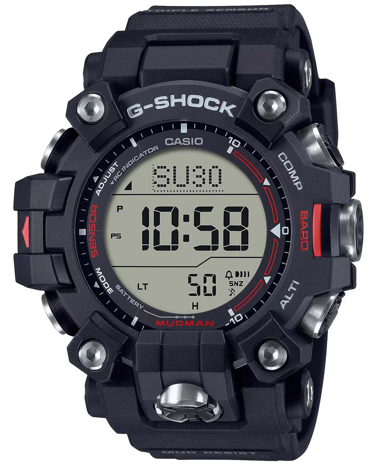 Casio Casio G-Shock GW-9500-1DR (GW-9500-1ER) Mudman GW-9500-1 электронные мужские часы серый циферблат, браслет пластик — вид спереди