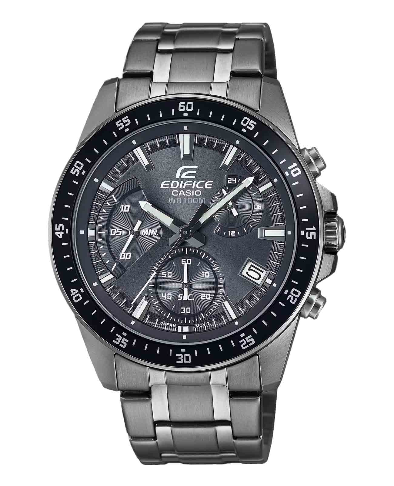 Casio Casio Edifice EFV-540DC-1C EFV EFV-540DC-1C кварцевые мужские часы черный циферблат, браслет сталь с ip покрытием — вид спереди