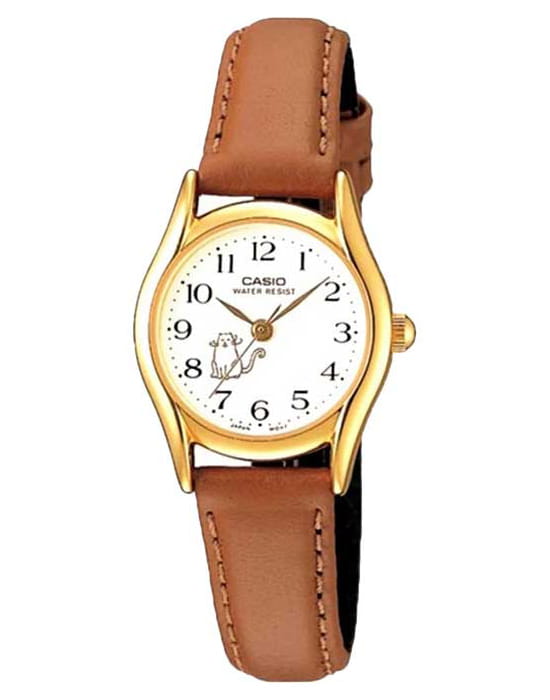 Casio Casio Collection LTP-1094Q-7B8  LTP-1094Q-7B8 кварцевые женские часы белый циферблат, браслет кожаный — вид спереди