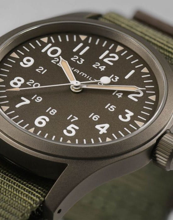 Hamilton Hamilton Khaki Field Mechanical H69449961 механические мужские часы часы крупный план коричневый циферблата