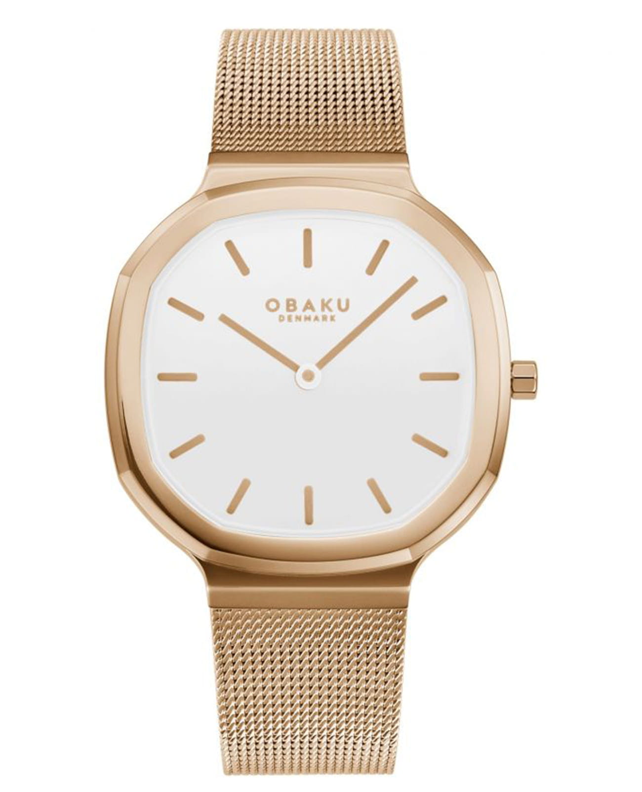 Obaku Obaku Mesh V253LXVWMV  V253LXVWMV кварцевые женские часы белый циферблат, браслет сталь с ip покрытием — вид спереди