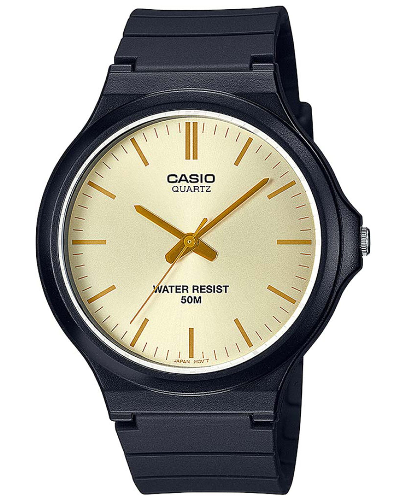 Casio Casio Collection MW-240-9E3  MW-240-9E3VEF кварцевые мужские часы золотой циферблат, браслет пластик — вид спереди