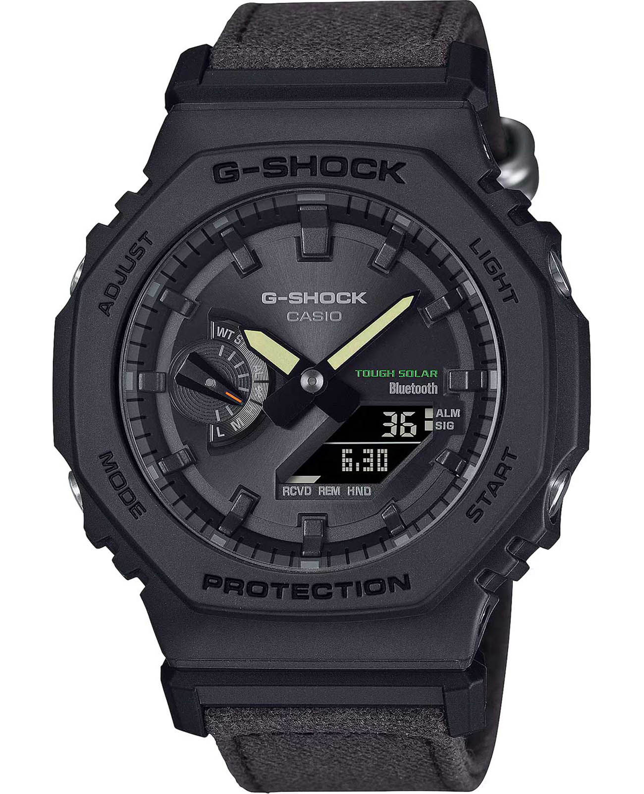 Casio Casio G-Shock GA-B2100CT-1A5 (GA-B2100CT-1A5) GA GA-B2100CT-1A5 электронные мужские часы черный циферблат, браслет тканевый — вид спереди