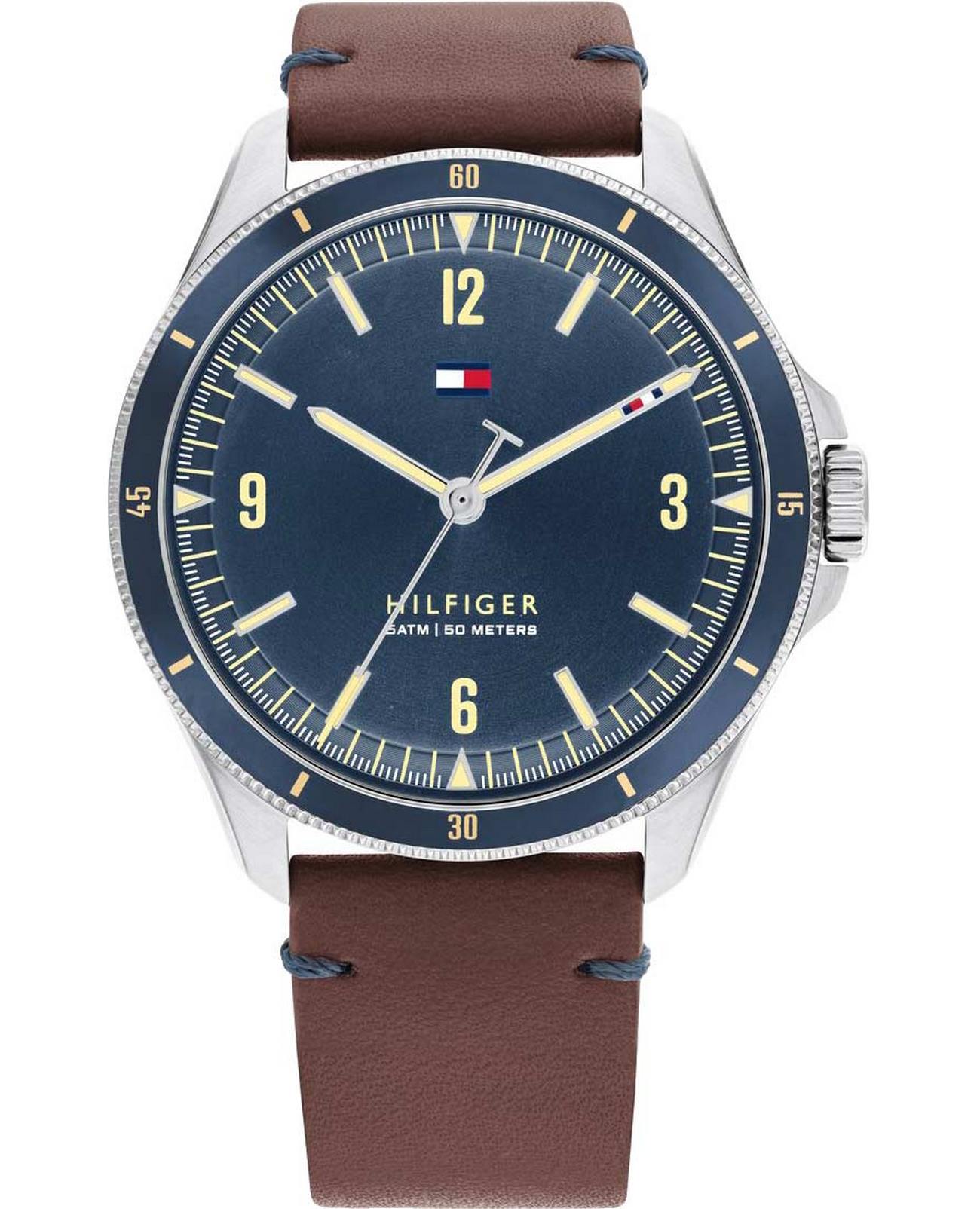 Tommy Hilfiger Tommy Hilfiger Classic 1791905  1791905 кварцевые мужские часы синий циферблат, браслет кожаный — вид спереди