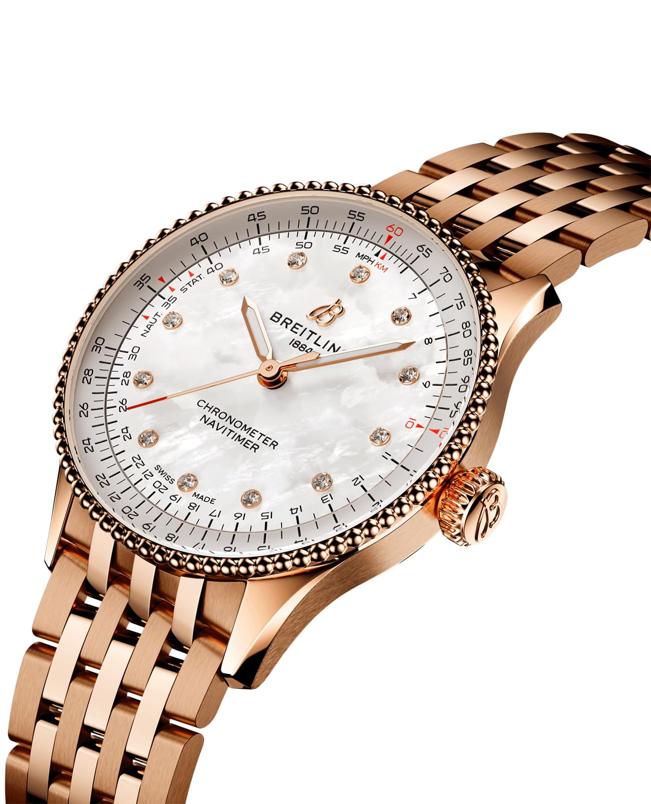 Breitling Breitling Navitimer Automatic 36 R17327211A1R1, navitimer швейцария мужские часы на браслете 18-каратное красное золото боковой вид