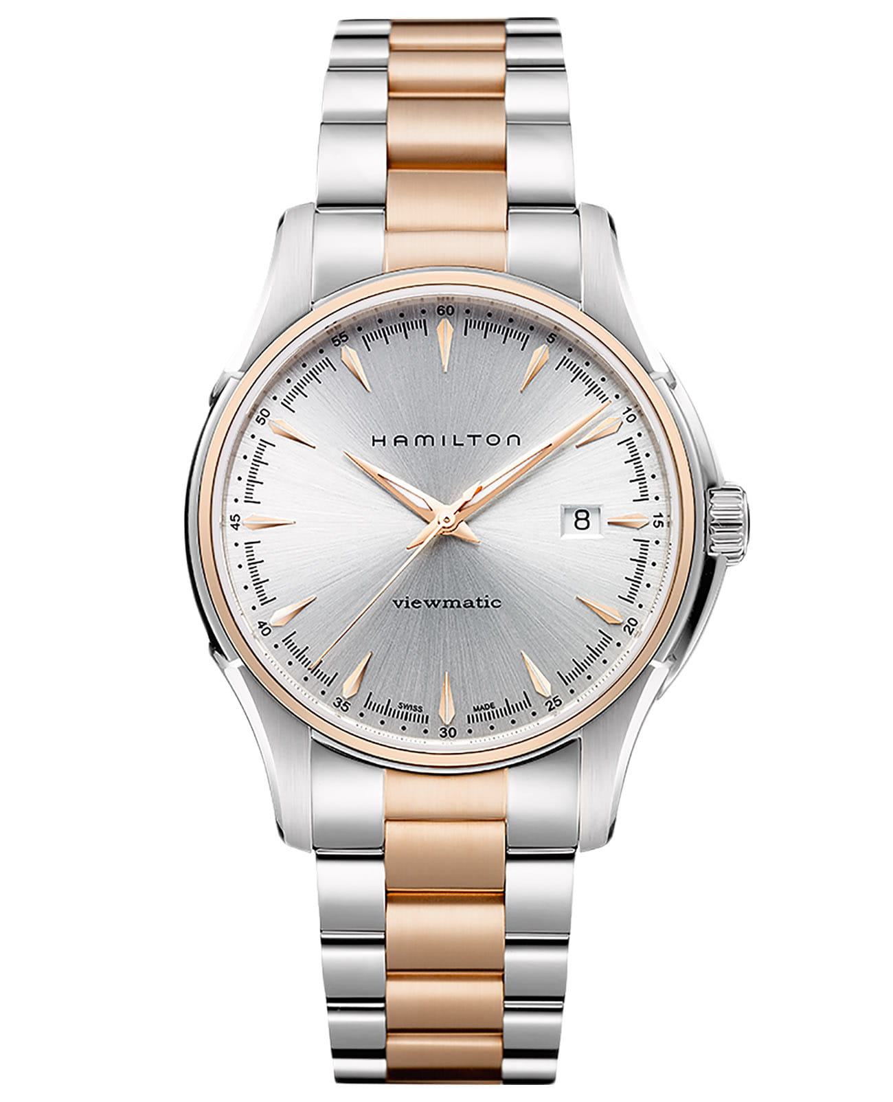 Hamilton Hamilton Viewmatic Auto H32655191  H32655191 механические мужские часы серебристый циферблат, браслет сталь c pvd покрытием — вид спереди