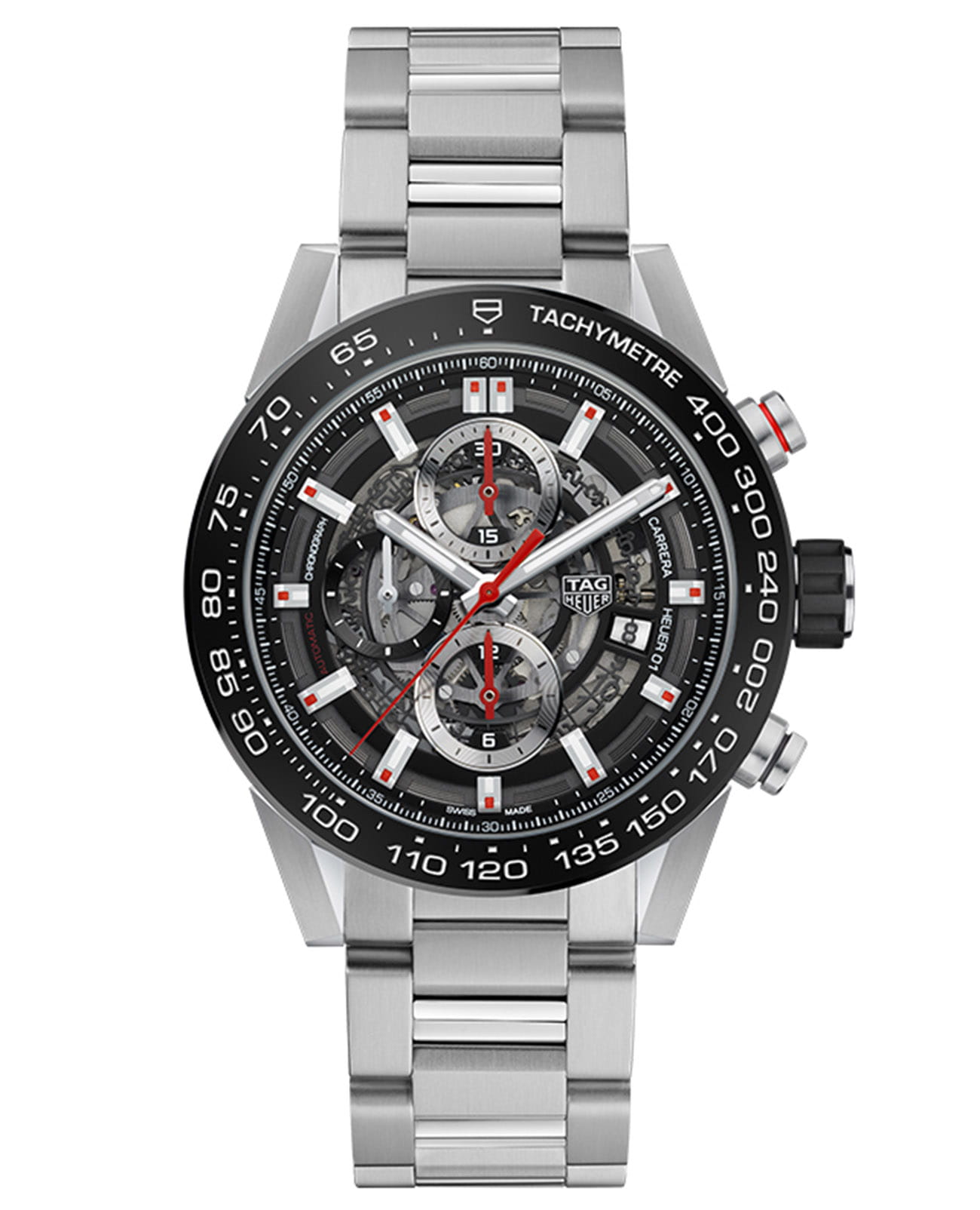 TAG Heuer TAG Heuer Carrera CAR201V.BA0766  CAR201V.BA0766 механические мужские часы серый циферблат, браслет нержавеющая сталь — вид спереди