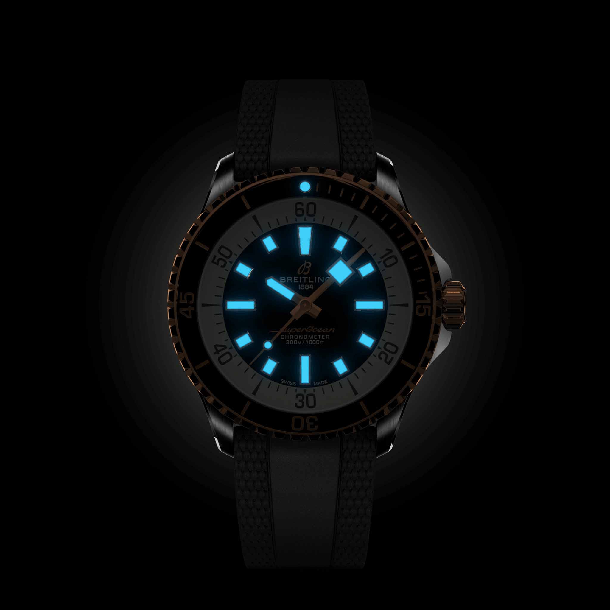 Breitling Breitling Superocean Automatic 42 U17375211B1S1, superocean швейцария мужские часы на браслете каучук боковой вид