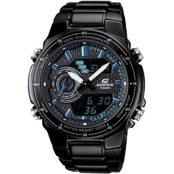 Casio Casio Edifice EFA-131BK-1A  EFA-131BK-1A кварцевые мужские часы черный циферблат, браслет нержавеющая сталь — вид спереди