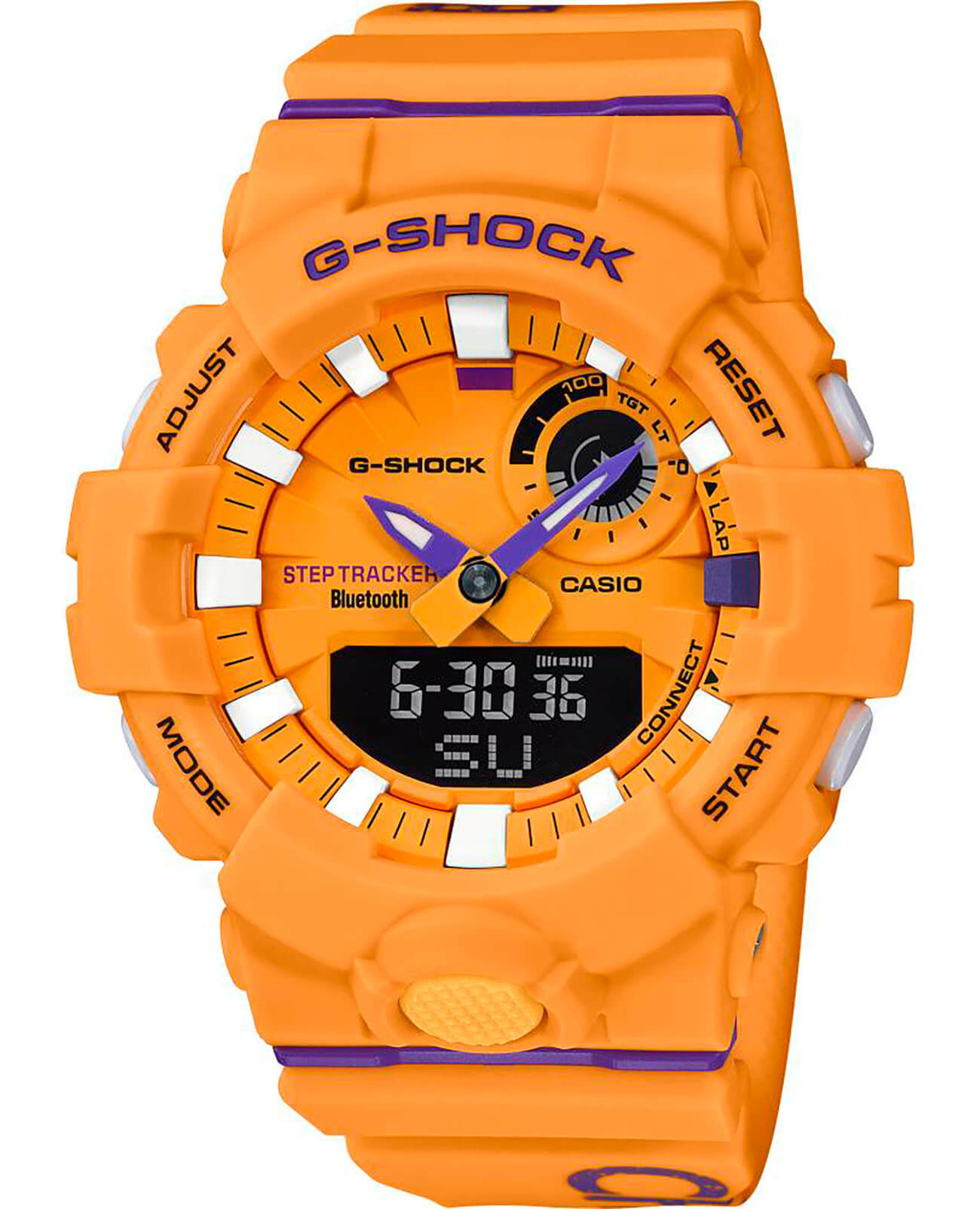 Casio Casio G-Shock GBA-800DG-9A G-SQUAD GBA-800DG-9AER электронные мужские часы оранжевый циферблат, браслет полимер — вид спереди