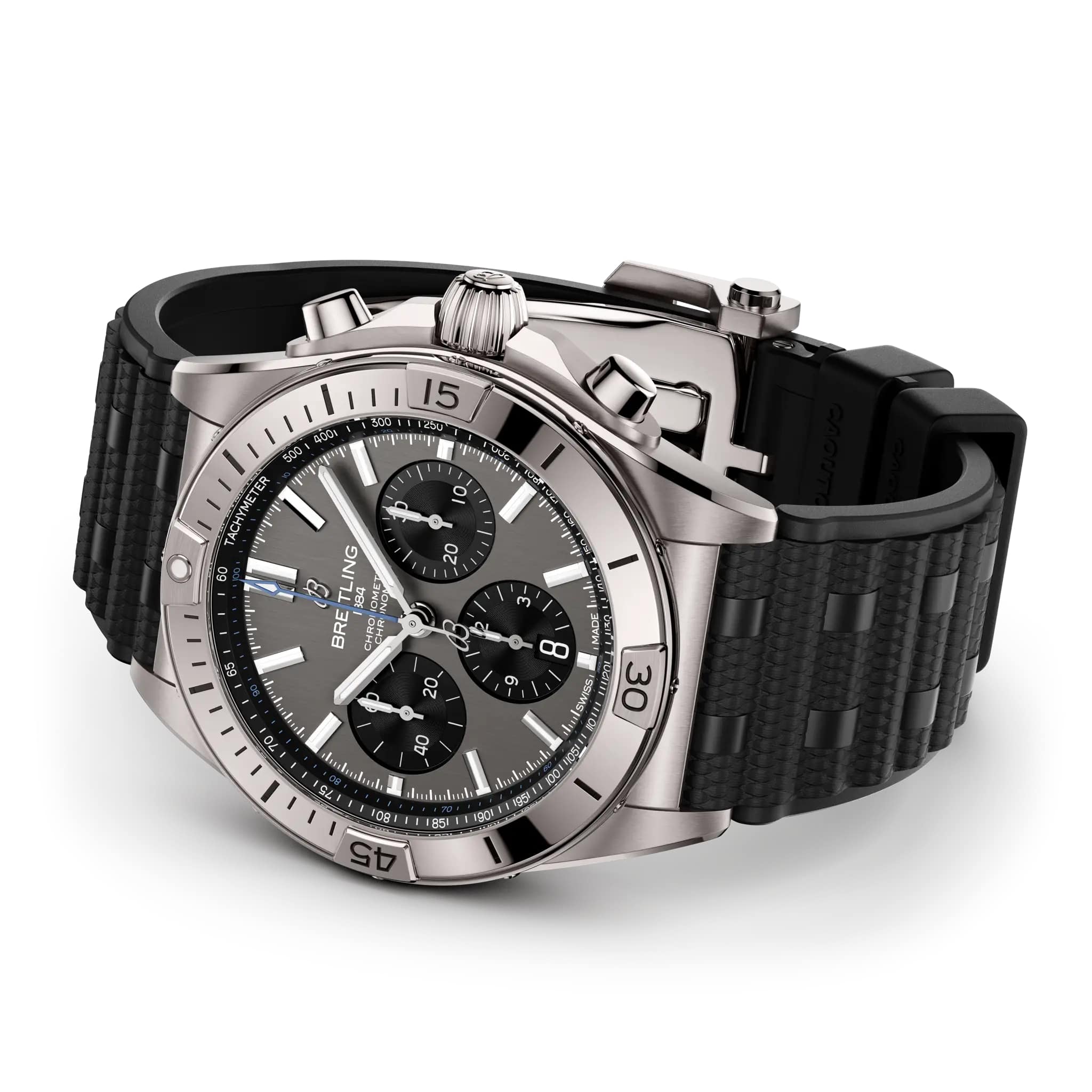 Breitling Breitling Chronomat B01 42 EB0134101M1S1, chronomat швейцария мужские часы на браслете каучук боковой вид