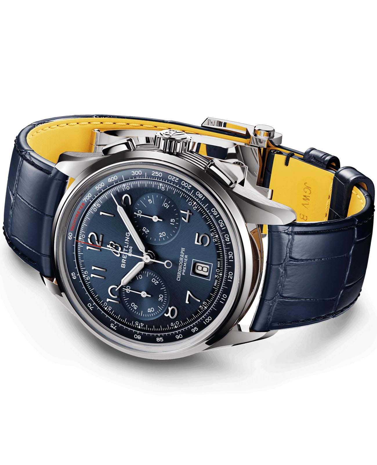 Breitling Breitling Premier B01 Chronograph 42 AB0145171C1P2, premier швейцария мужские часы на браслете кожаный боковой вид