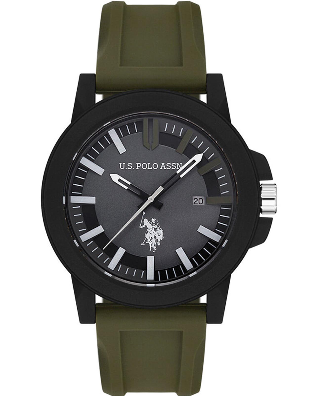 U.S. Polo Assn. U.S. Polo Assn. Yard USPA1029-05  USPA1029-05 кварцевые мужские часы зеленый циферблат, браслет силикон — вид спереди