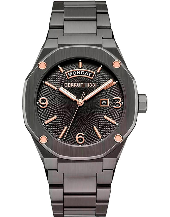 Cerruti 1881 Cerruti 1881 Razzuolo CIWGH0084703  CIWGH0084703 кварцевые мужские часы черный циферблат, браслет нержавеющая сталь с pvd-покрытием — вид спереди