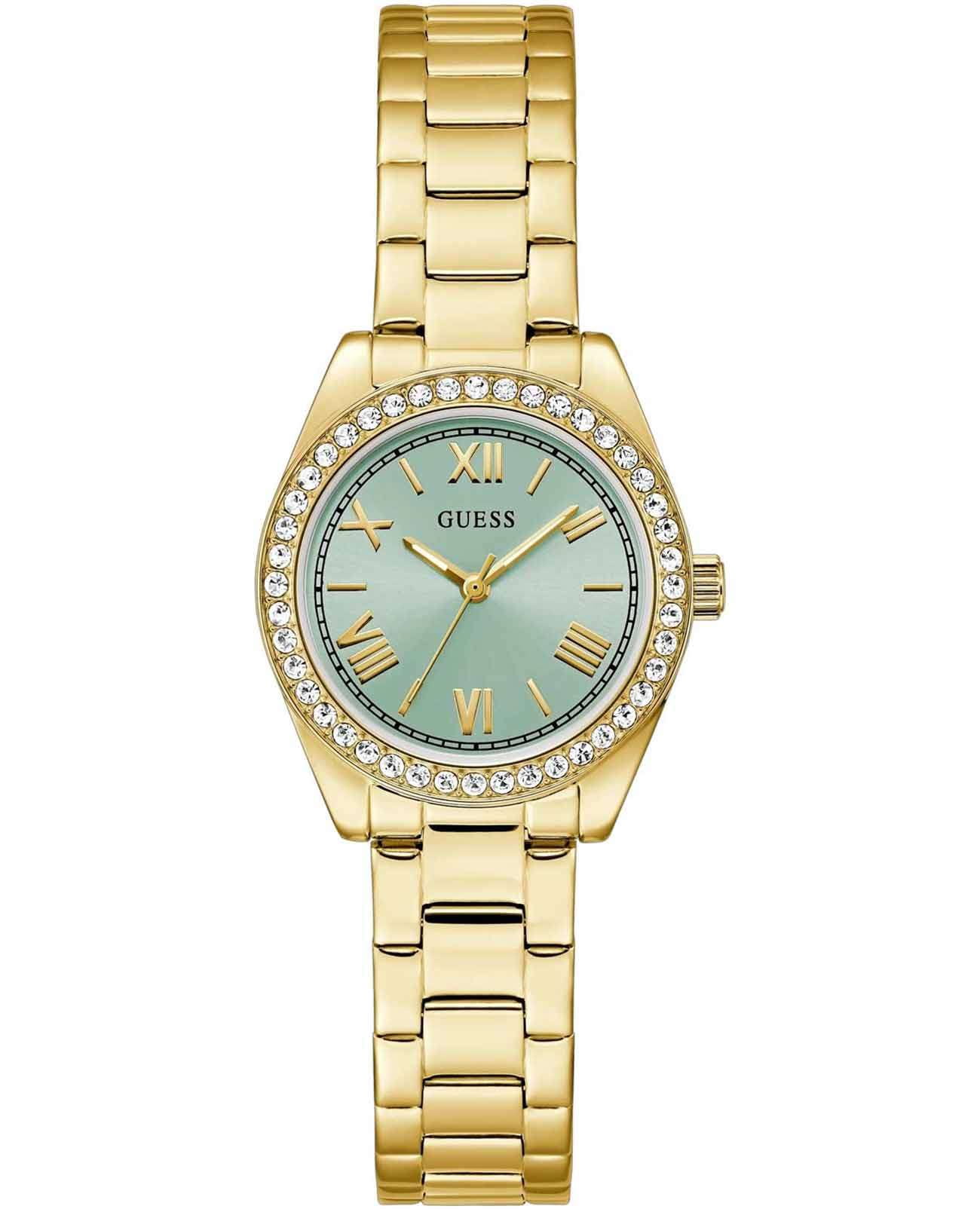 Guess Guess Dress Mini Luna GW0841L5  GW0841L5 кварцевые женские часы зеленый циферблат, браслет нержавеющая сталь с ip-покрытием — вид спереди