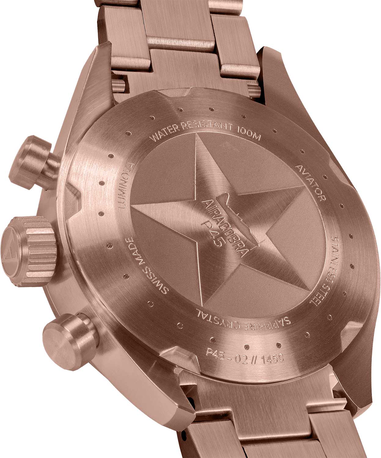 Aviator Aviator Airacobra V.2.25.2.173.5, airacobra швейцария мужские часы на браслете нержавеющая сталь с pvd-покрытием боковой вид
