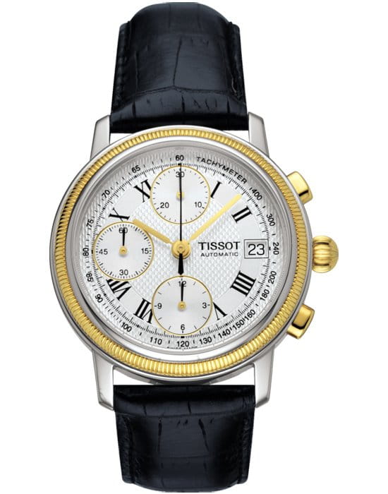 Tissot Tissot Bridgeport Automatic Valjoux 18K Gold T71.0.427.33 Bridgeport T71042733 механические мужские часы белый циферблат, браслет кожаный — вид спереди