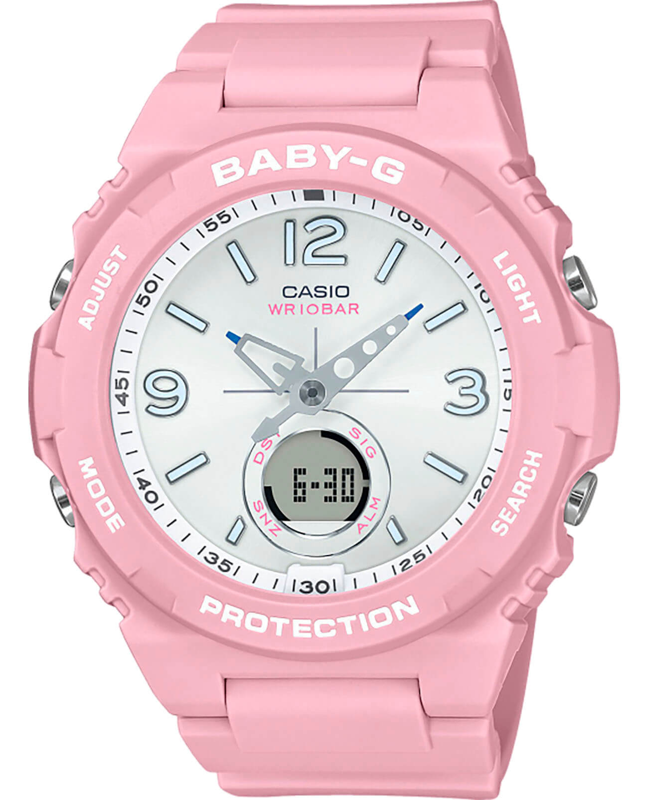 Casio Casio Baby-G BGA-260SC-4A  BGA-260SC-4A кварцевые женские часы серебристый циферблат, браслет пластик — вид спереди