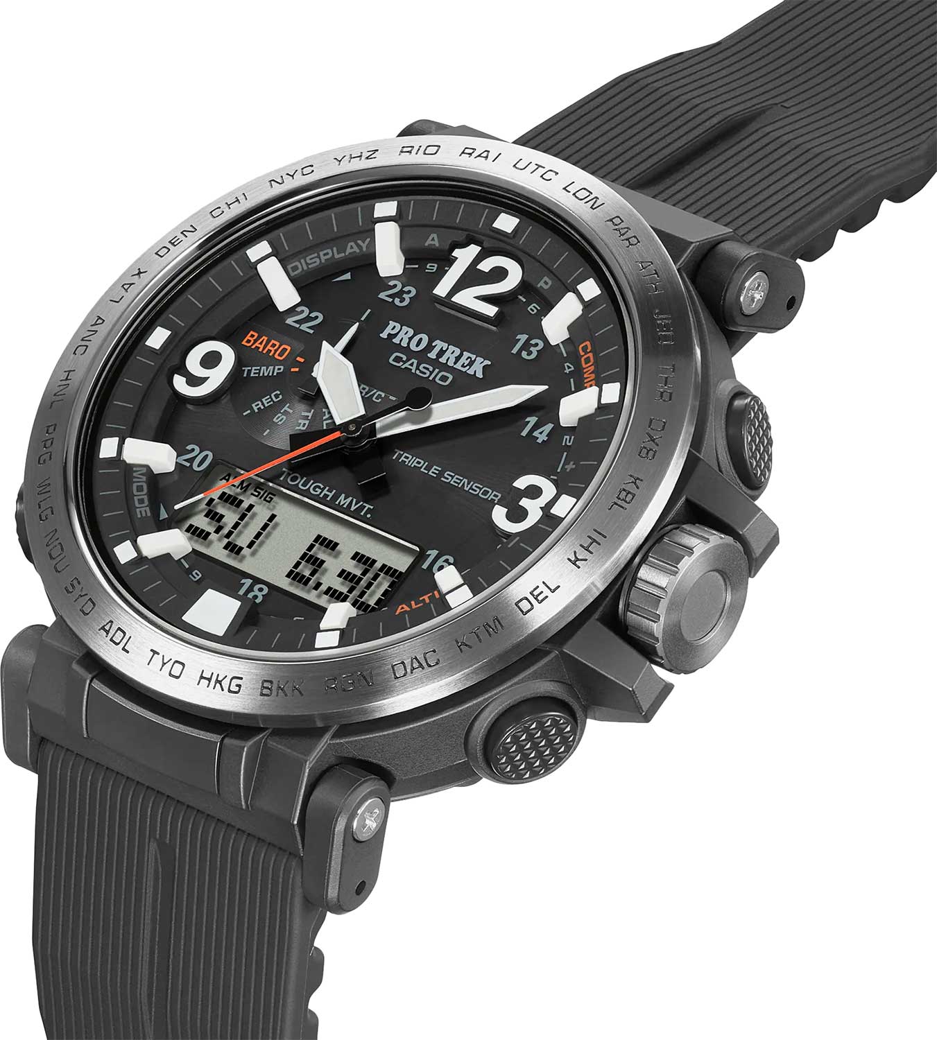 Casio Casio Pro Trek PRW-6611Y-1ER, pro trek япония мужские часы на браслете пластик боковой вид