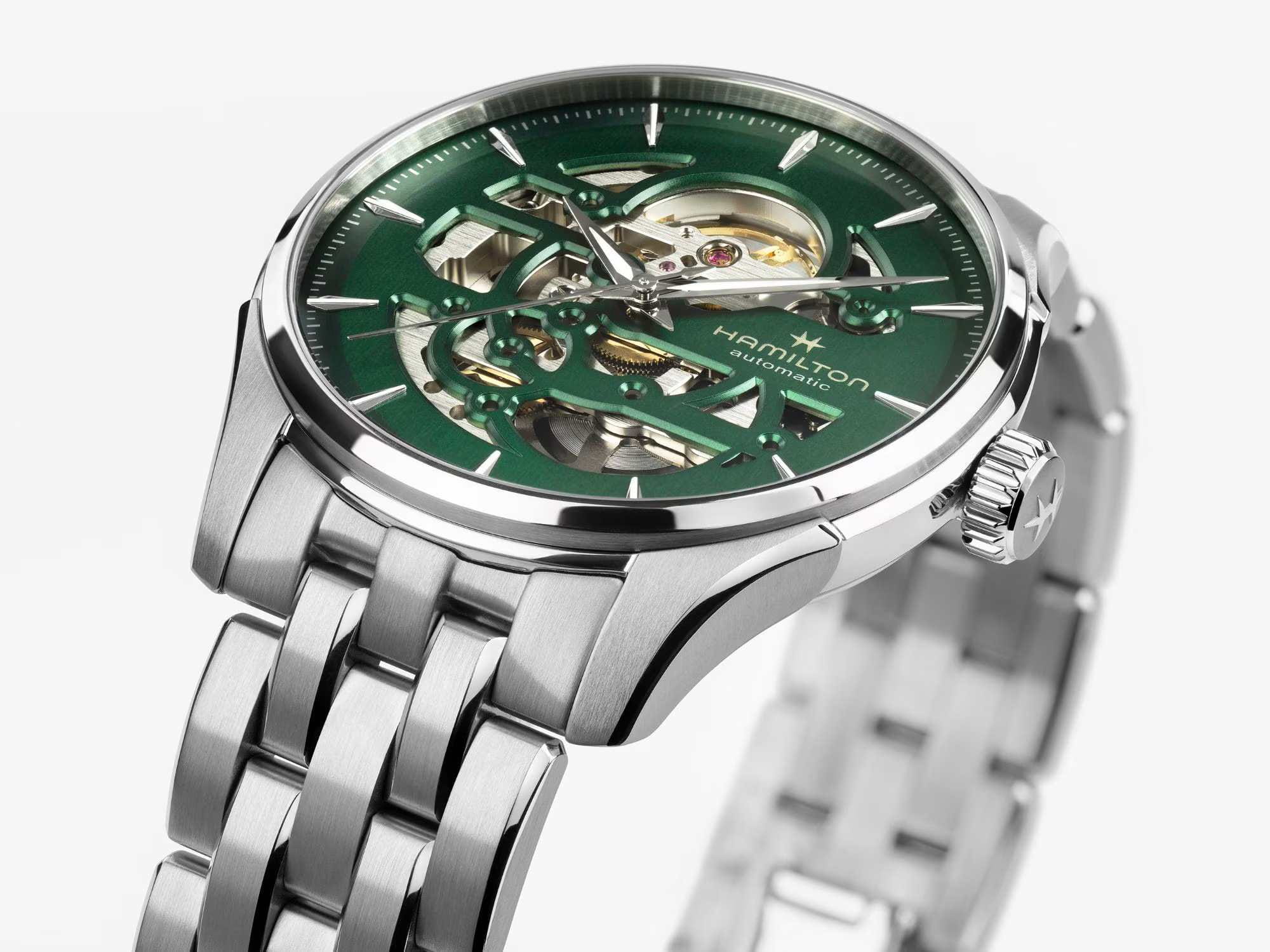 Hamilton Hamilton Jazzmaster Skeleton 40mm H42535160 мужские часы зеленый циферблат на запястье