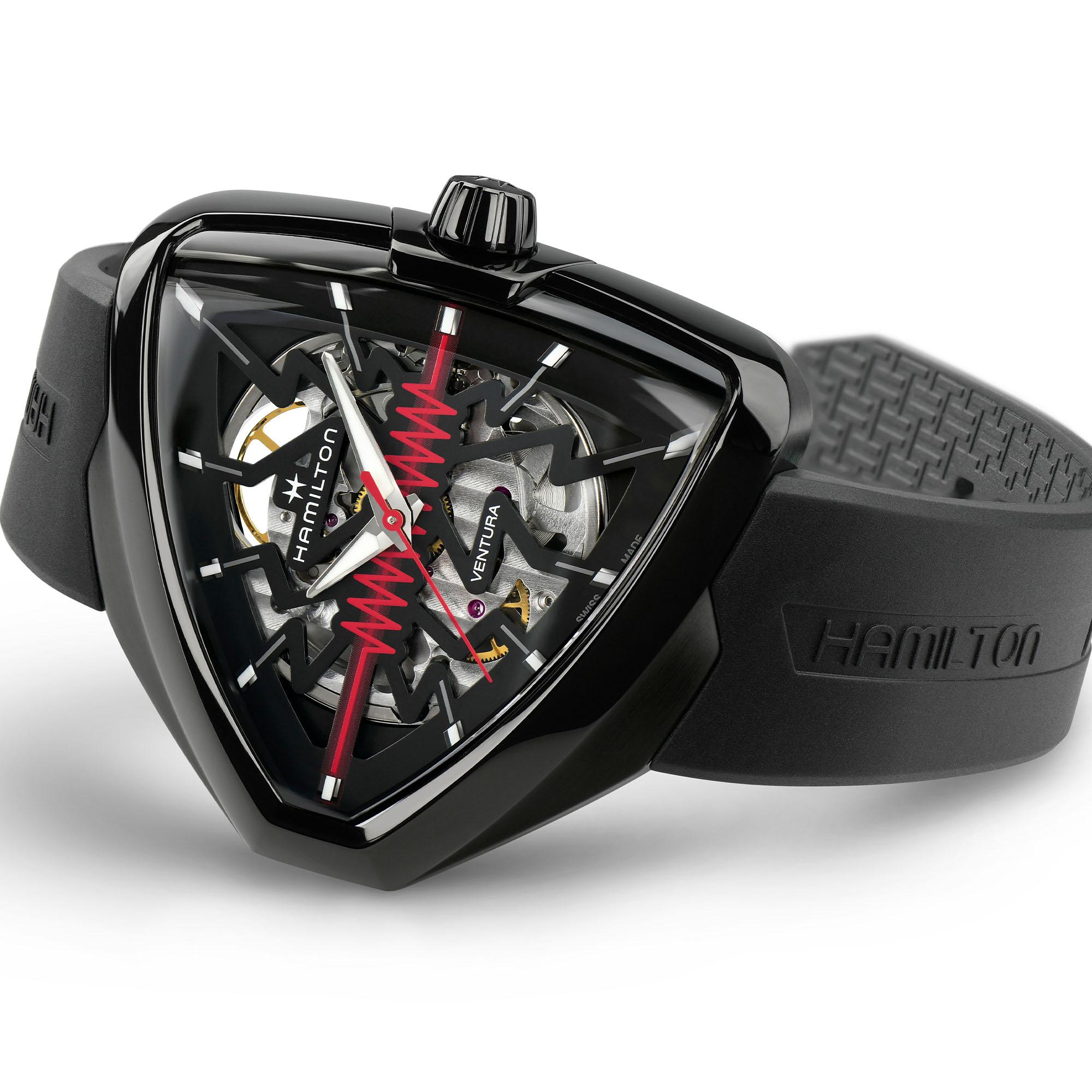 Оригинальные часы Hamilton Hamilton Ventura Elvis80  Skeleton Auto H24535331 механические калибр механизма h-10 общий вид