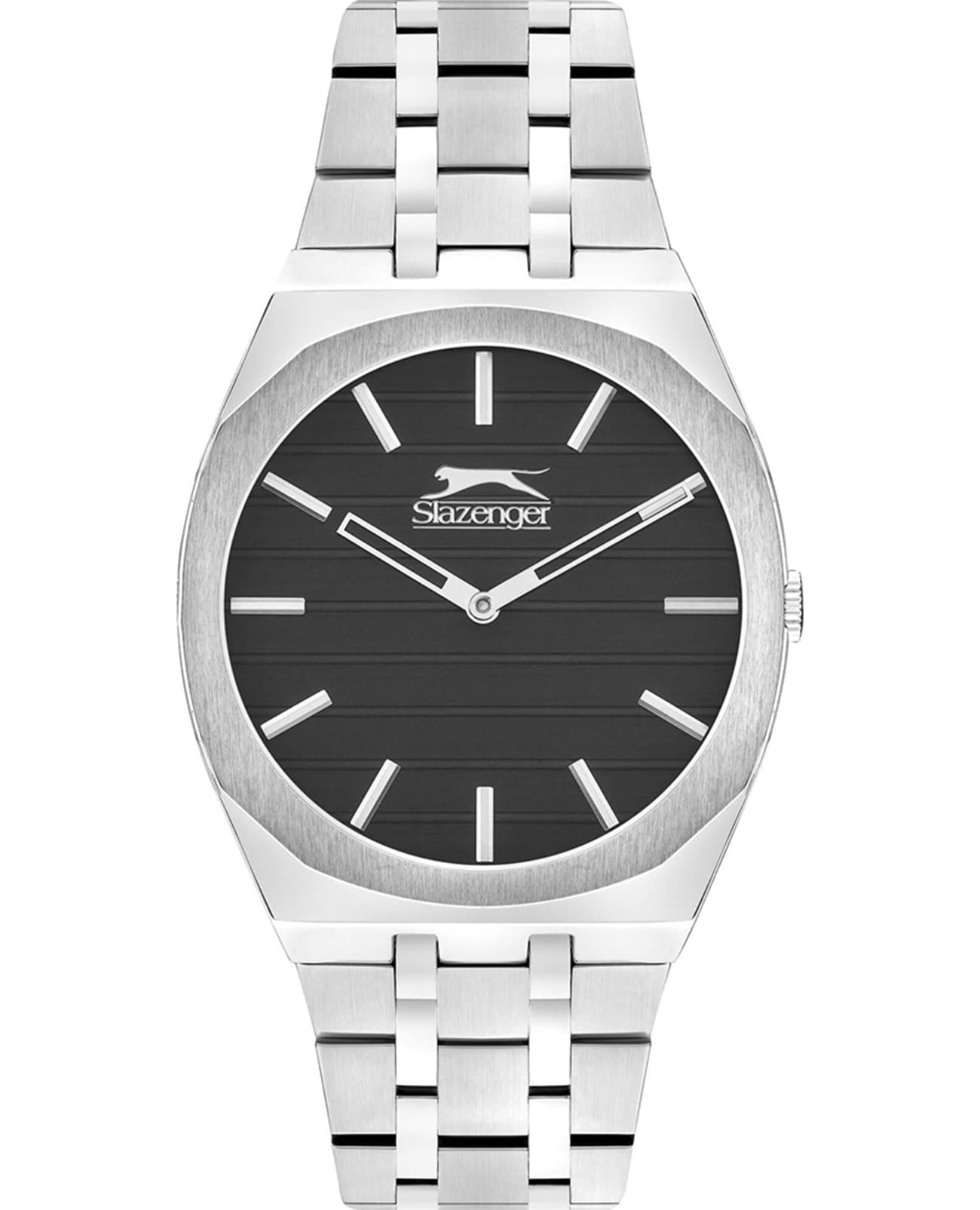 Slazenger Slazenger SL.09.2310.1.03  SL.09.2310.1.03 кварцевые мужские часы черный циферблат, браслет суперметалл — вид спереди