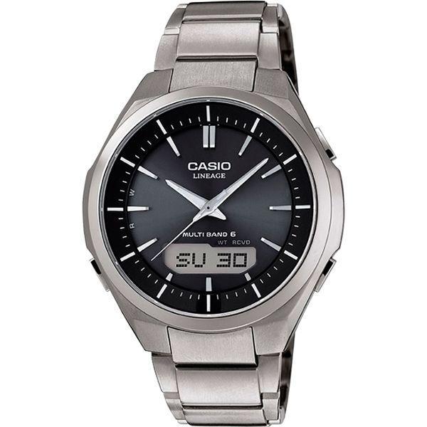 Casio CASIO WAVE CEPTOR LCW-M500TD-1A  LCW-M500TD-1A кварцевые мужские часы черный циферблат, браслет титановый — вид спереди