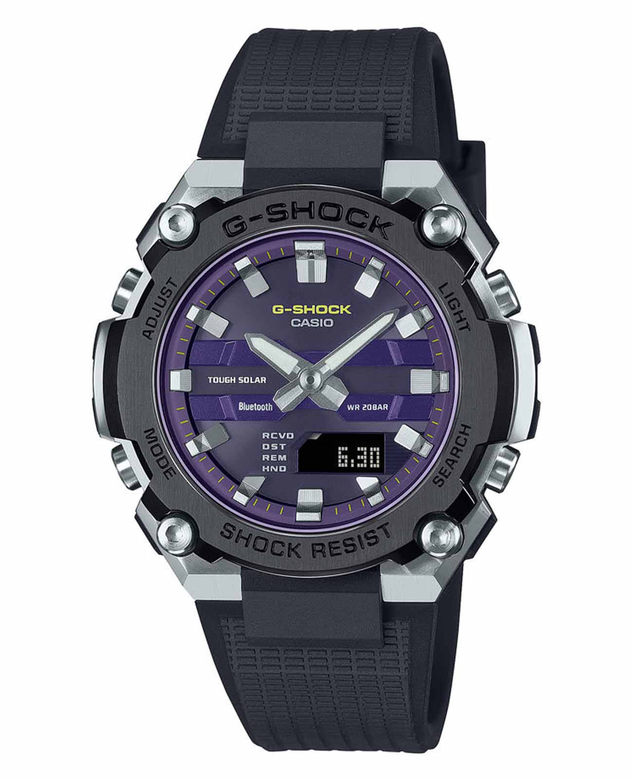 Casio Casio G-Shock GST-B600A-1A6DR GST G-Steel GST-B600A-1A6 электронные мужские часы черный циферблат, браслет пластик — вид спереди