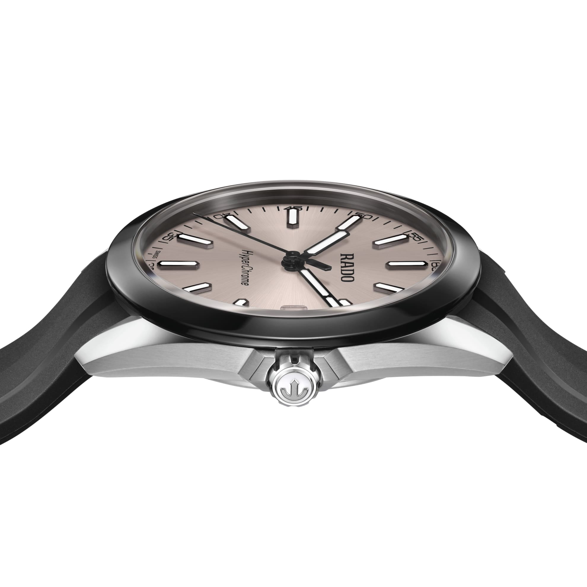 Rado Rado Hyperchrome R32280109, hyperchrome швейцария мужские часы на браслете каучук боковой вид