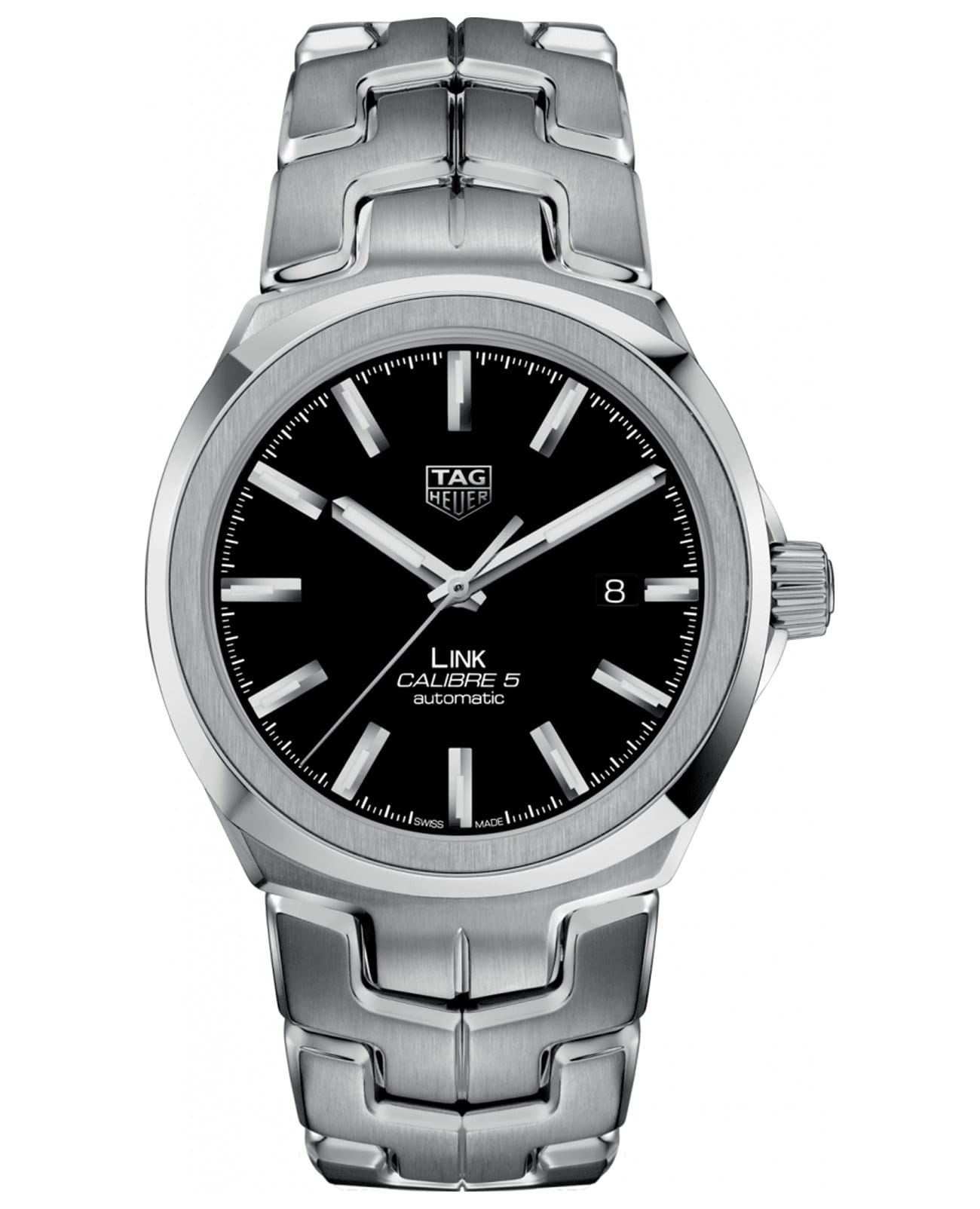 TAG Heuer TAG Heuer Link WBC2110.BA0603  WBC2110.BA0603 механические мужские часы черный циферблат, браслет нержавеющая сталь — вид спереди