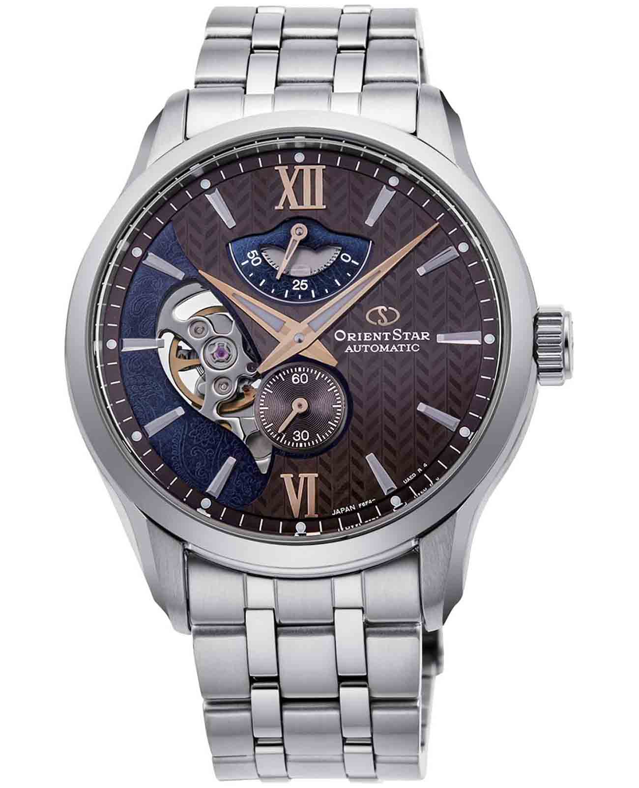 Orient Orient Star RE-AV0B02Y (RK-AV0B02Y)  RE-AV0B02Y механические мужские часы серый циферблат, браслет нержавеющая сталь — вид спереди