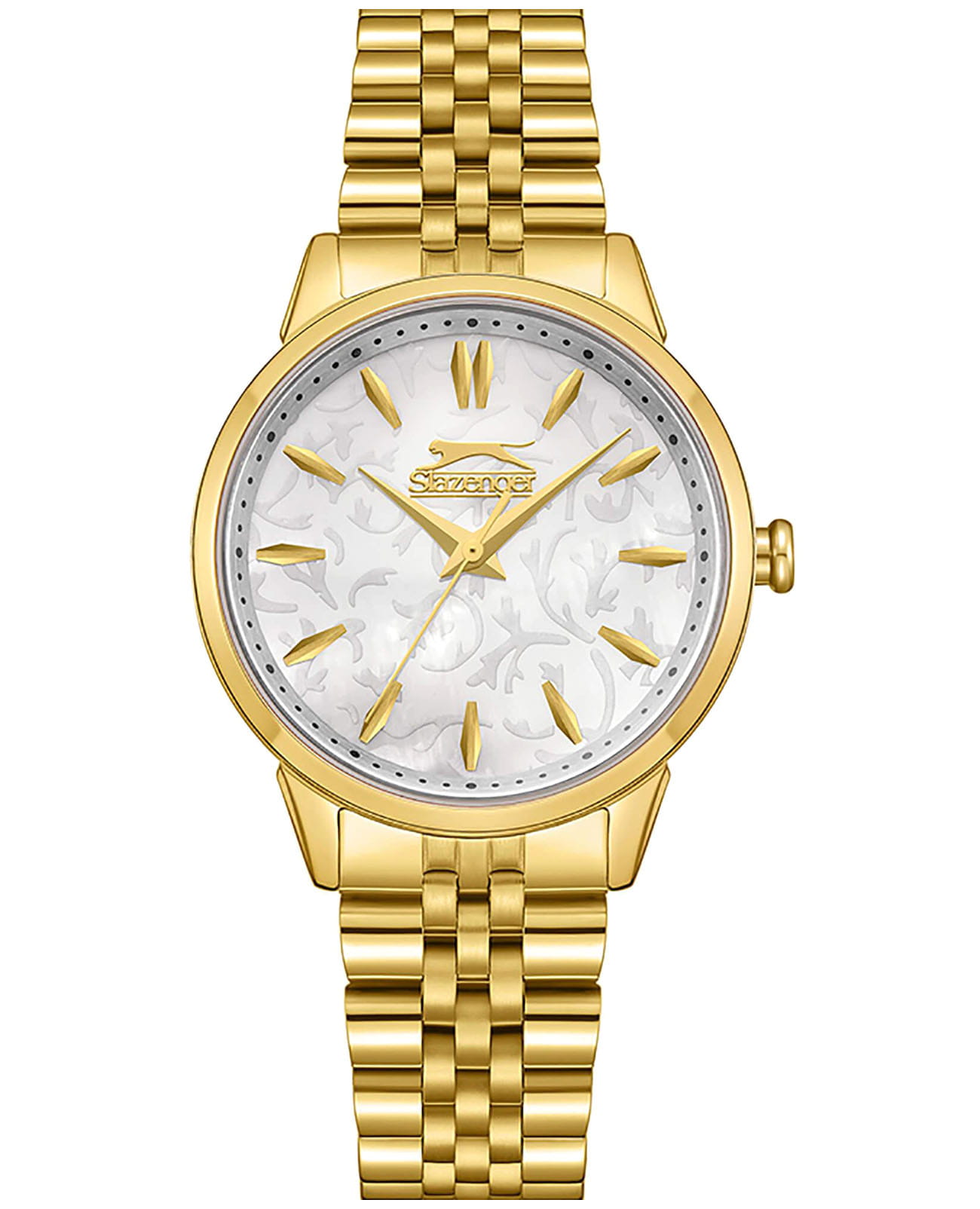 Slazenger Slazenger SL.09.2373.3.05  SL.09.2373.3.05 кварцевые женские часы серебристый циферблат, браслет суперметалл с ip покрытием — вид спереди