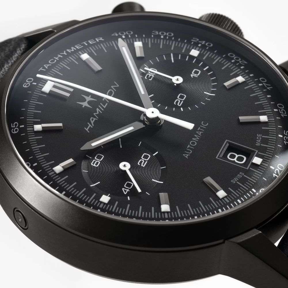 Hamilton Hamilton American Classic Intra-matic Autochrono Full Black H38446730 мужские часы черный циферблат на запястье