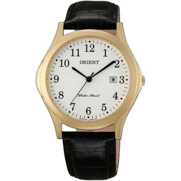 Orient Orient UNA9001W (FUNA9001W)  FUNA9001W  мужские часы белый циферблат, браслет кожа + текстиль — вид спереди
