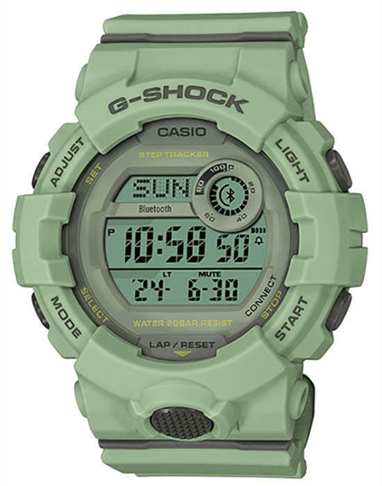 Casio Casio G-Shock GMD-B800SU-3  GMD-B800SU-3ER электронные женские часы зеленый циферблат, браслет каучук — вид спереди