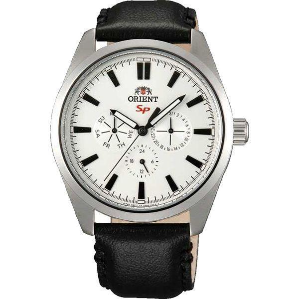 Orient Orient SW06007W (FSW06007W)  FSW06007W  мужские часы белый циферблат, браслет кожа + текстиль — вид спереди