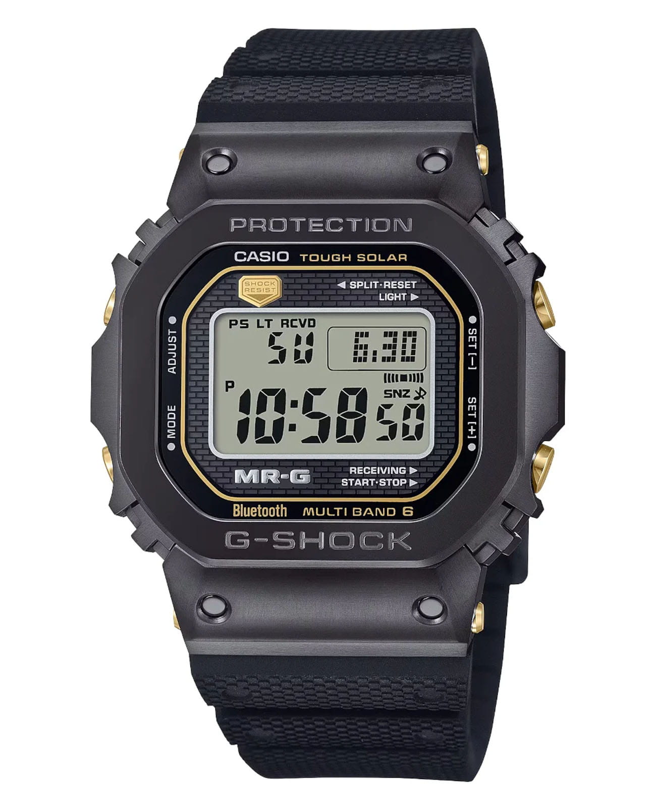 Casio Casio G-Shock MRG-B5000R-1DR (MRG-B5000R-1) MRG MRG-B5000R-1 электронные мужские часы  циферблат, браслет силикон — вид спереди