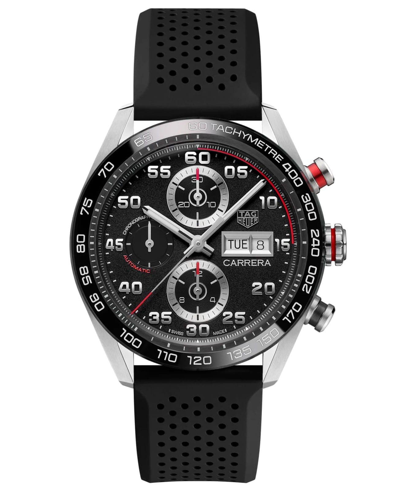 TAG Heuer TAG Heuer Carrera CBN2A1AA.FT6228  CBN2A1AA.FT6228 механические мужские часы черный циферблат, браслет каучук — вид спереди