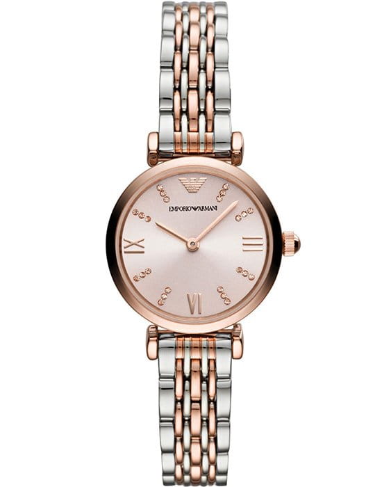 Emporio Armani Emporio Armani AR11223  AR11223 кварцевые женские часы розовый циферблат, браслет нержавеющая сталь — вид спереди