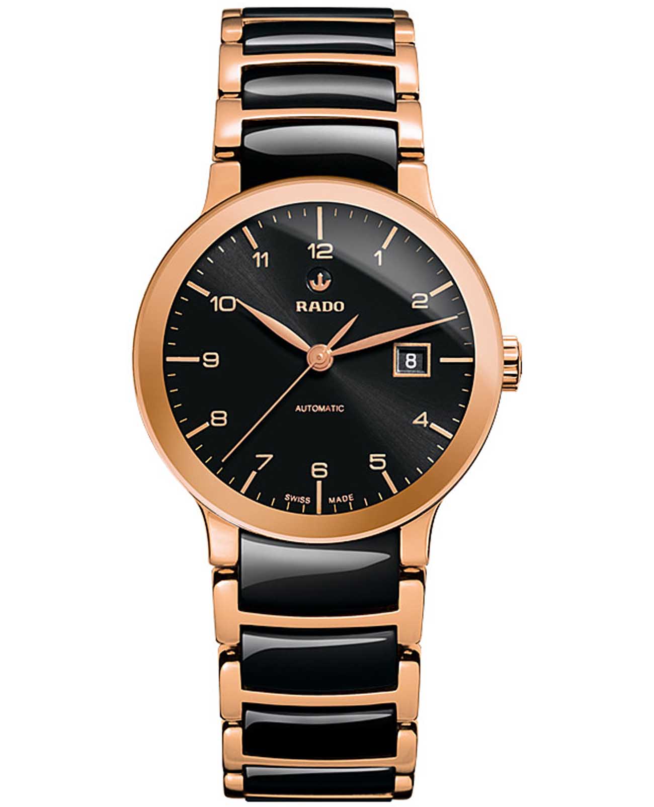 Rado Rado Centrix Diamonds R30954152  R30954152 кварцевые женские часы черный циферблат, браслет высокотехнологичная керамика + нержавеющая сталь с pvd покрытием — вид спереди
