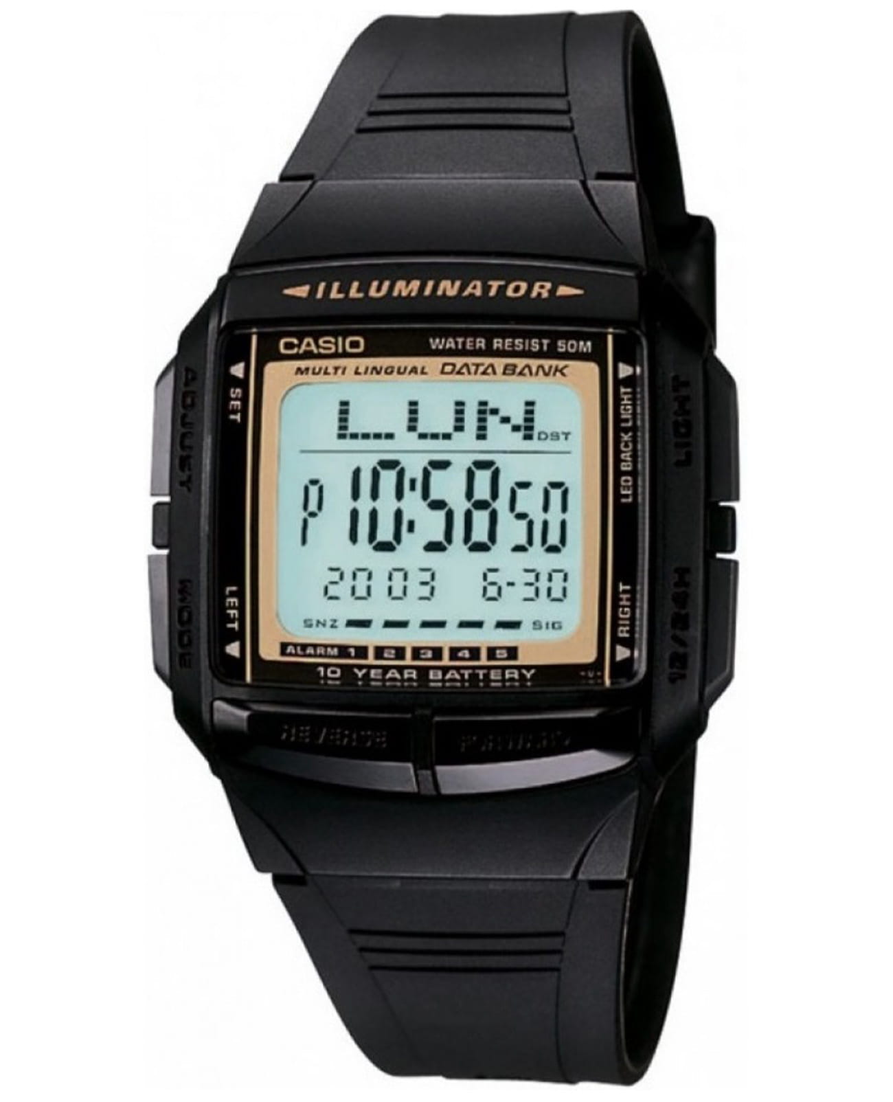 Casio Casio DB-36-9AVDF (DB-36-9A)  DB-36-9A кварцевые мужские часы серый циферблат, браслет пластик — вид спереди