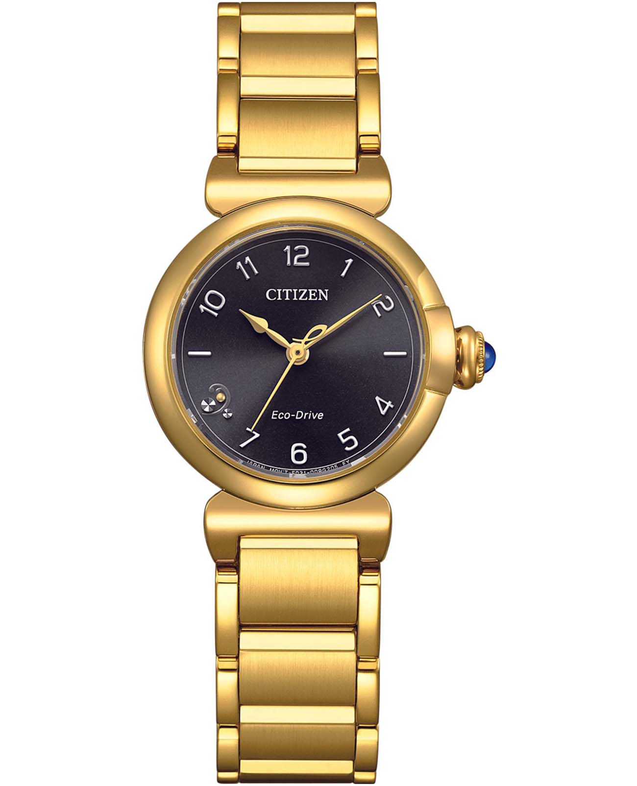 Citizen Citizen Citizen L EM1132-88H  EM1132-88H кварцевые женские часы черный циферблат, браслет нержавеющая сталь с ip-покрытием — вид спереди