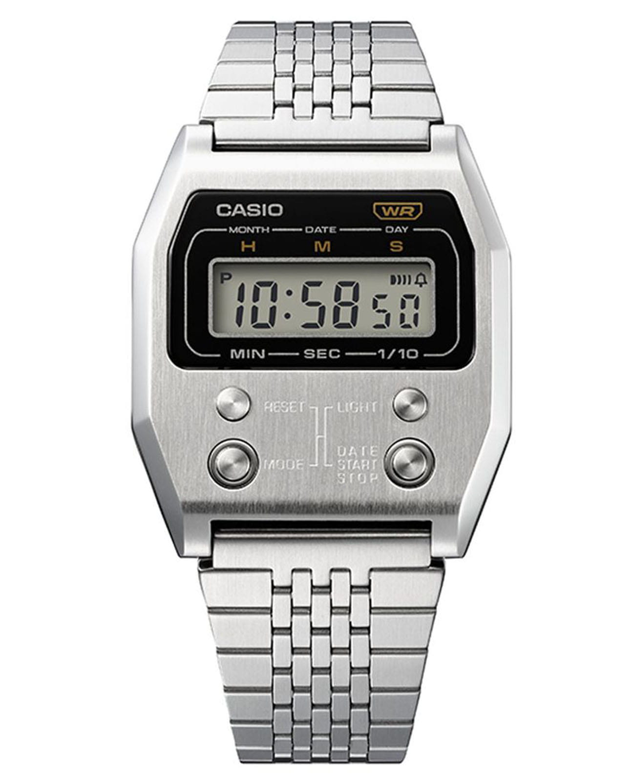 Casio Casio Vintage A1100D-1  A1100D-1 кварцевые мужские часы  циферблат, браслет нержавеющая сталь — вид спереди