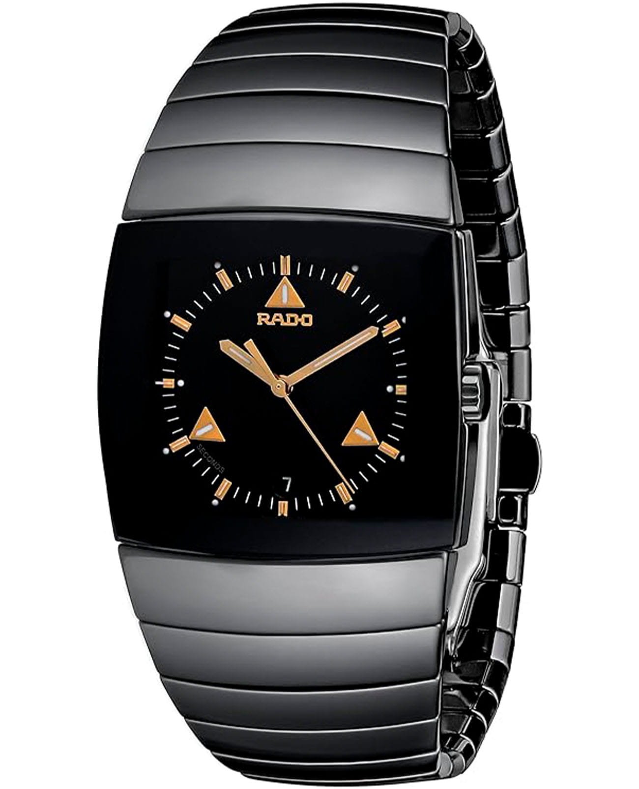 Rado Rado Sintra R13723172  R13723172 кварцевые мужские часы черный циферблат, браслет керамика — вид спереди