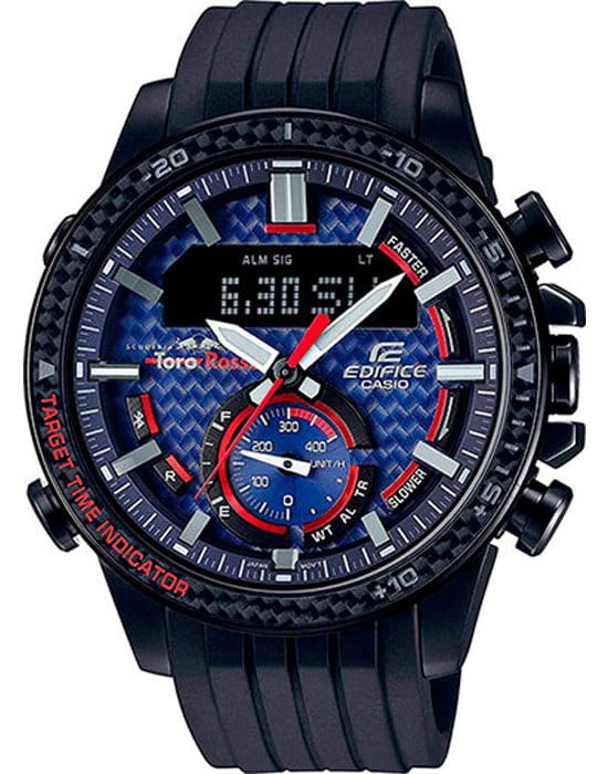 Casio Casio Edifice ECB-800TR-2A ECB ECB-800TR-2AER кварцевые мужские часы синий циферблат, браслет силикон — вид спереди