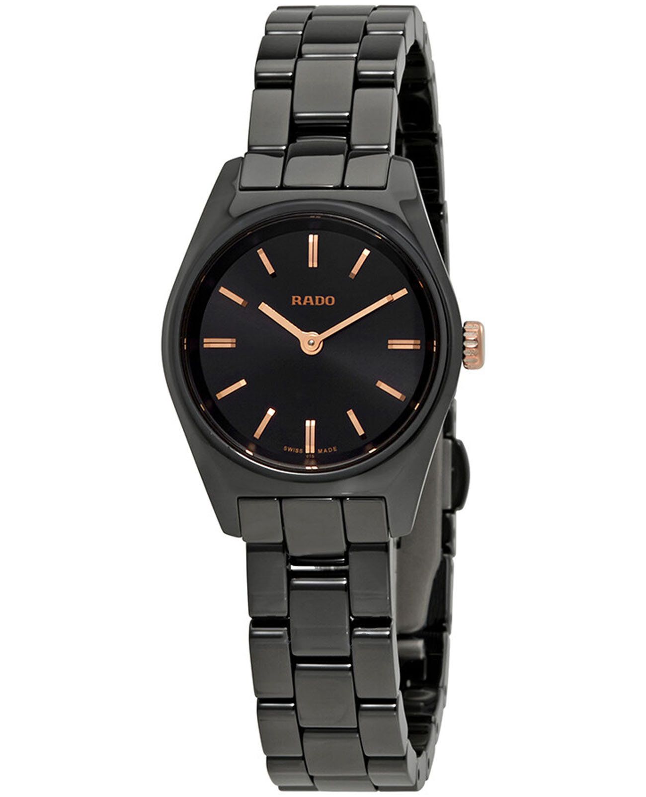 Rado Rado Specchio R31508157  R31508157 кварцевые женские часы черный циферблат, браслет керамика — вид спереди